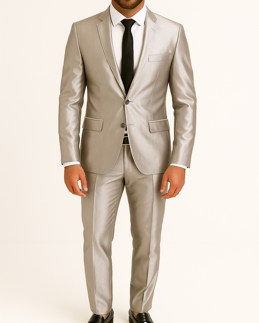 Costume homme gris brillant
