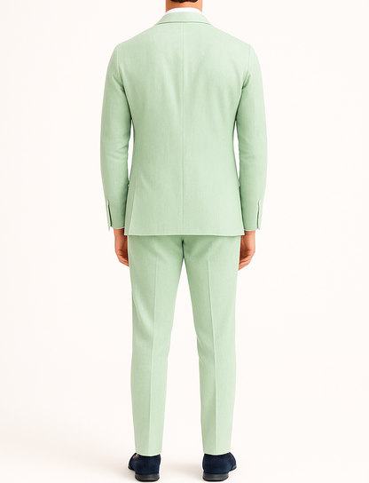 Costume homme effet lin vert LINO