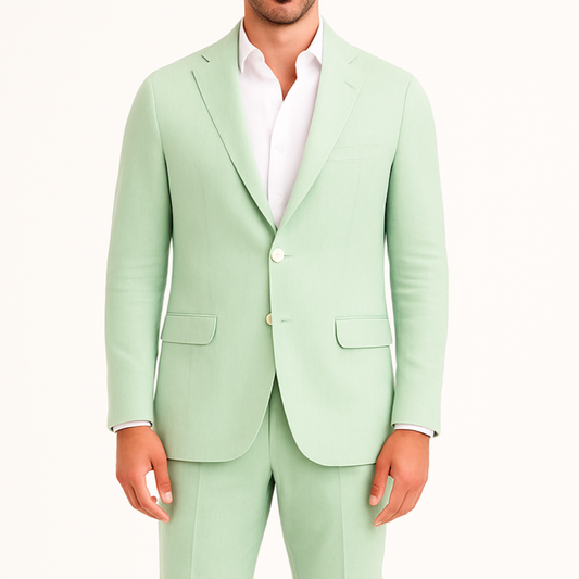 Costume homme effet lin vert LINO