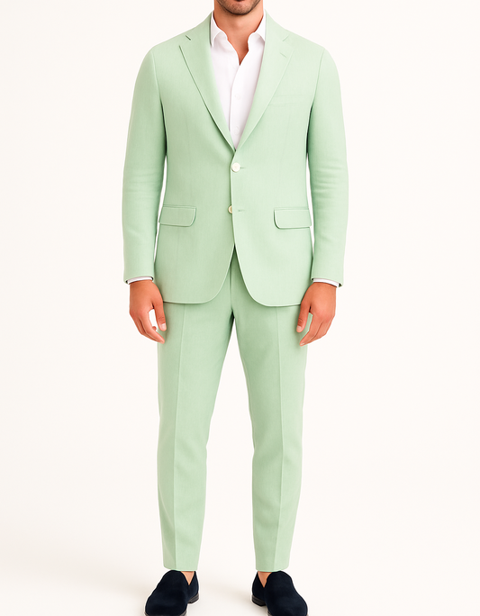 Costume homme effet lin vert LINO