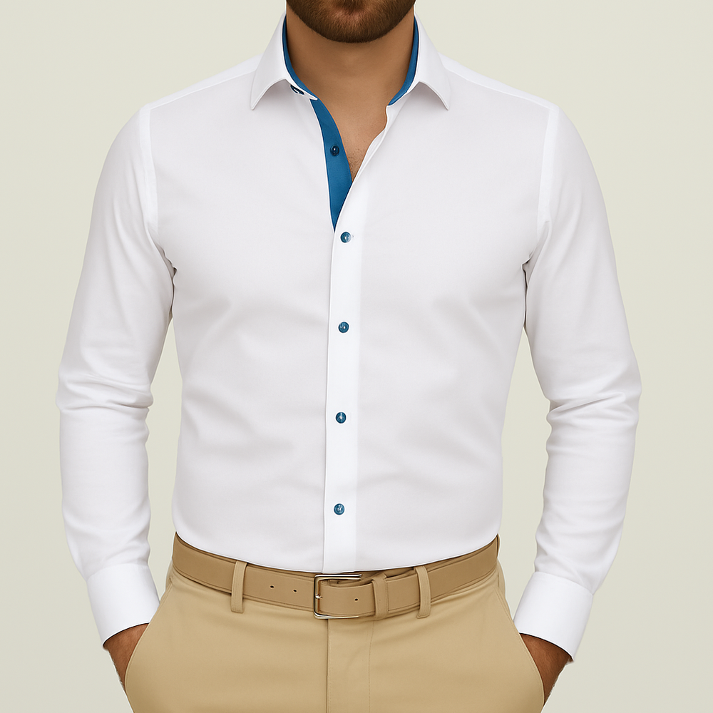 Chemise homme blanche et bleu