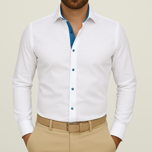 Chemise homme blanche et bleu