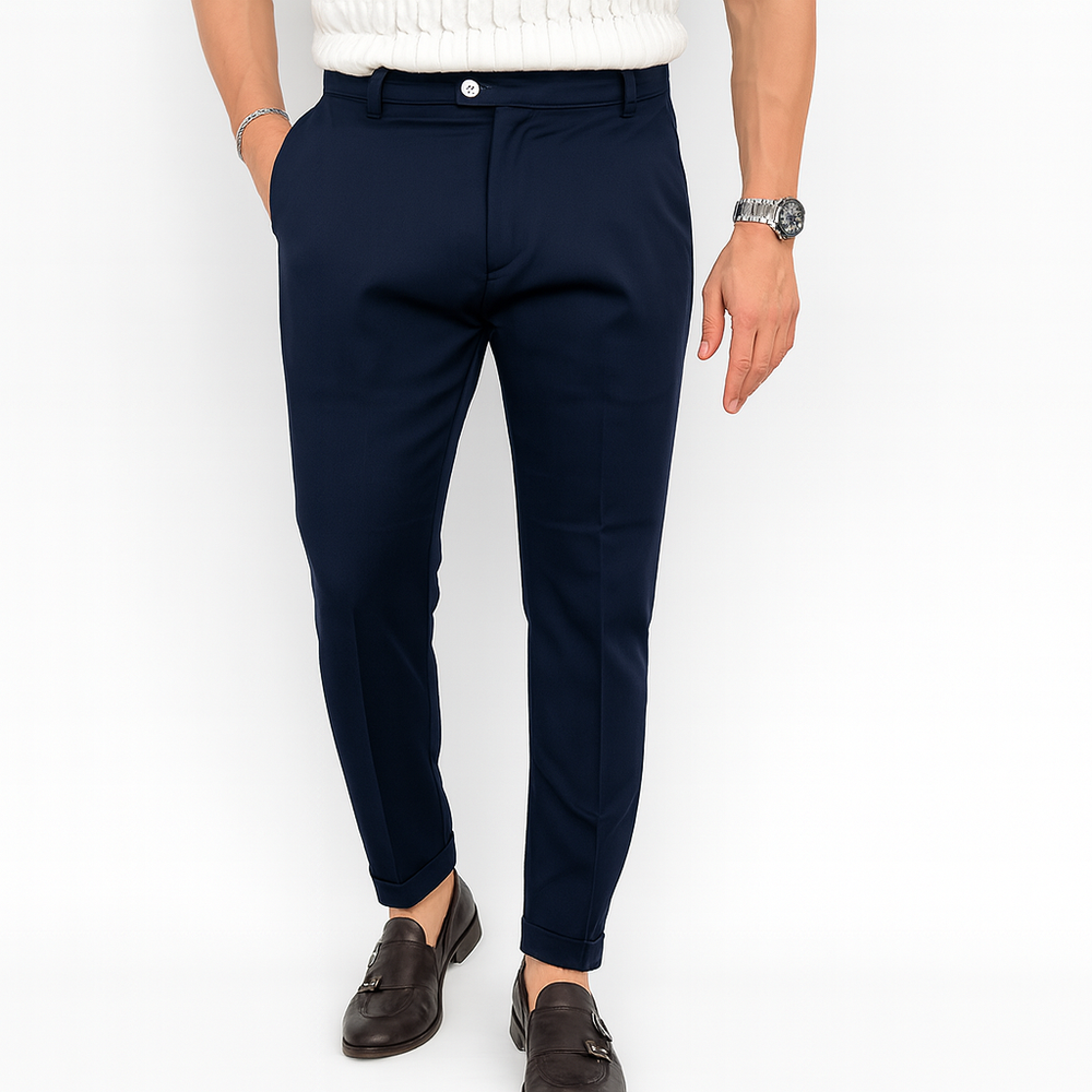 Pantalon en lin bleu