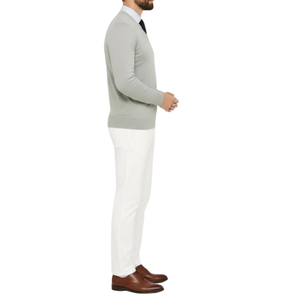 Pull homme col V gris