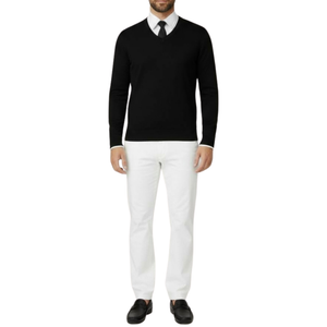 Pull homme col V noir