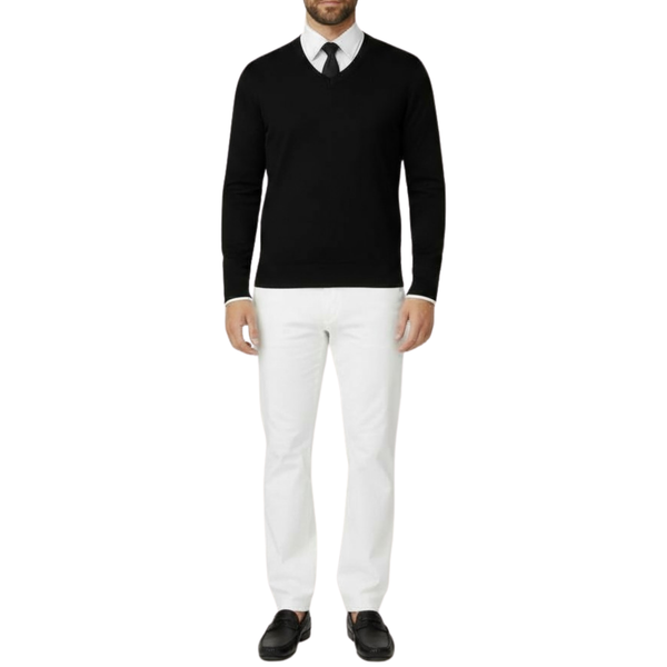 Pull homme col V noir