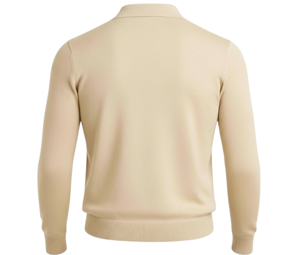 Pull homme beige col polo Lixia