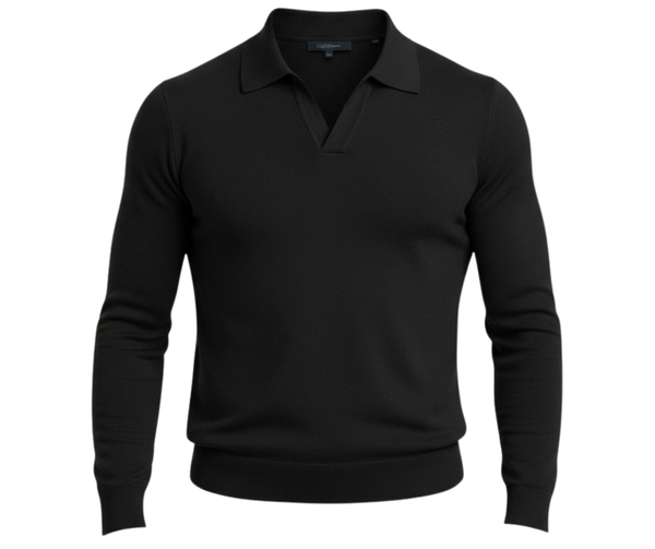 Pull homme noir col polo Lixia