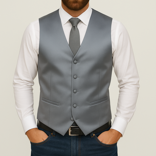 Gilet boléro satin gris