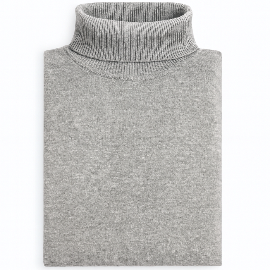 Pull homme col roulé gris