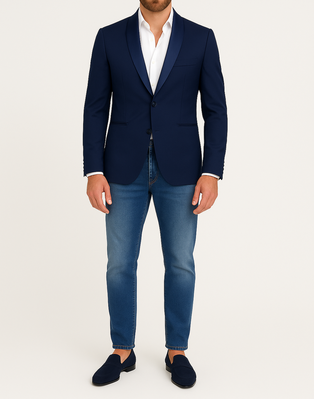 Blazer homme bleu marine col châle (veste seule)