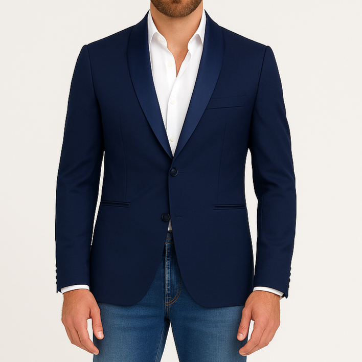 Blazer homme bleu marine col châle (veste seule)