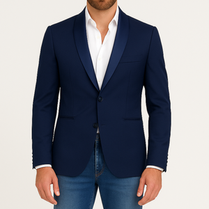 Blazer homme bleu marine col châle (veste seule)