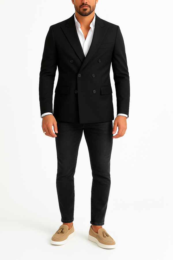 Blazer homme noir croisé Mario (veste seule)