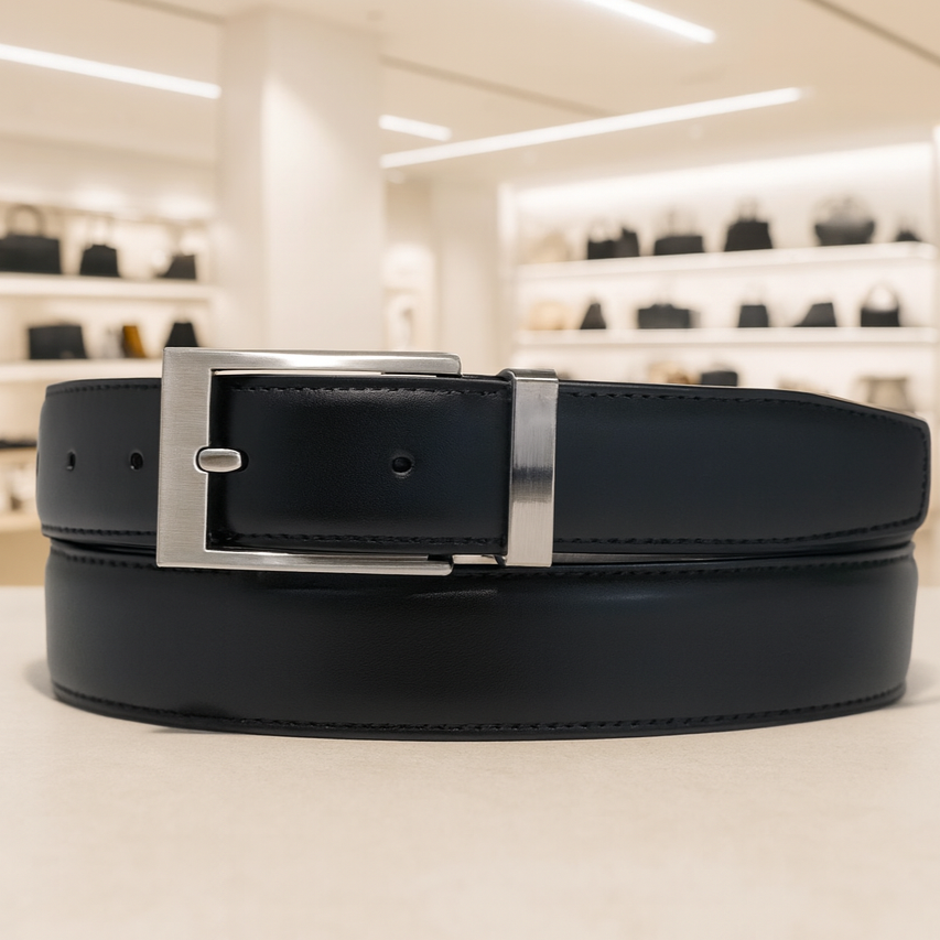 Ceinture en cuir noir Bella