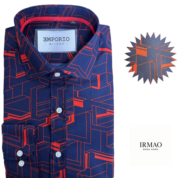 Chemise homme bleu à motifs Sara