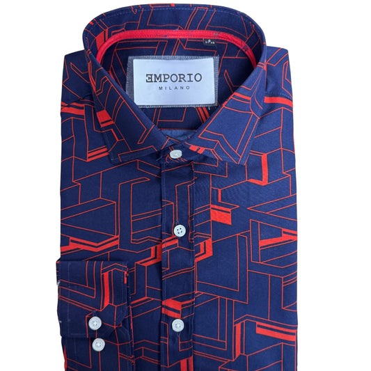 Chemise homme bleu à motifs Sara