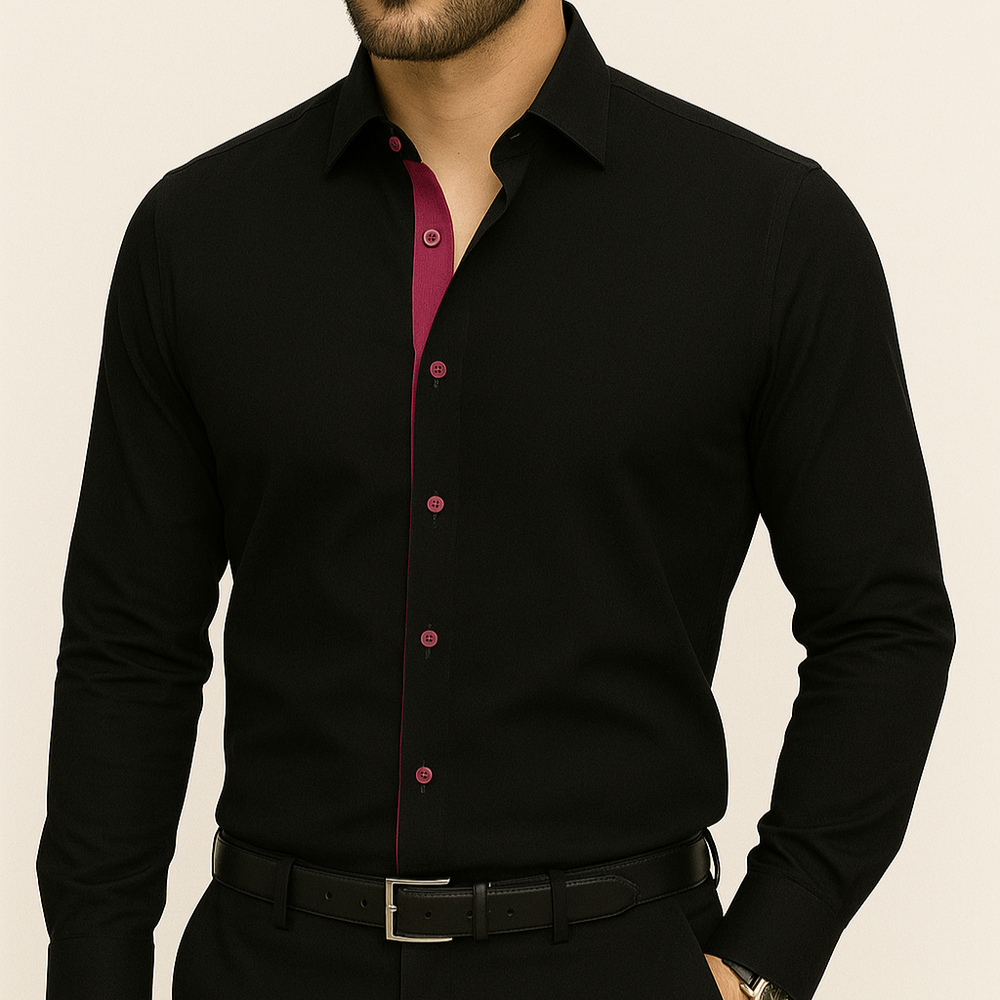 Chemise homme noir et fushia