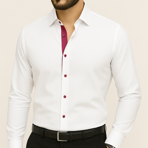 Chemise homme blanche et fushia