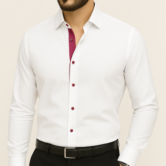 Chemise homme blanche et fushia