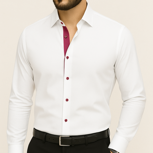 Chemise homme blanche et fushia