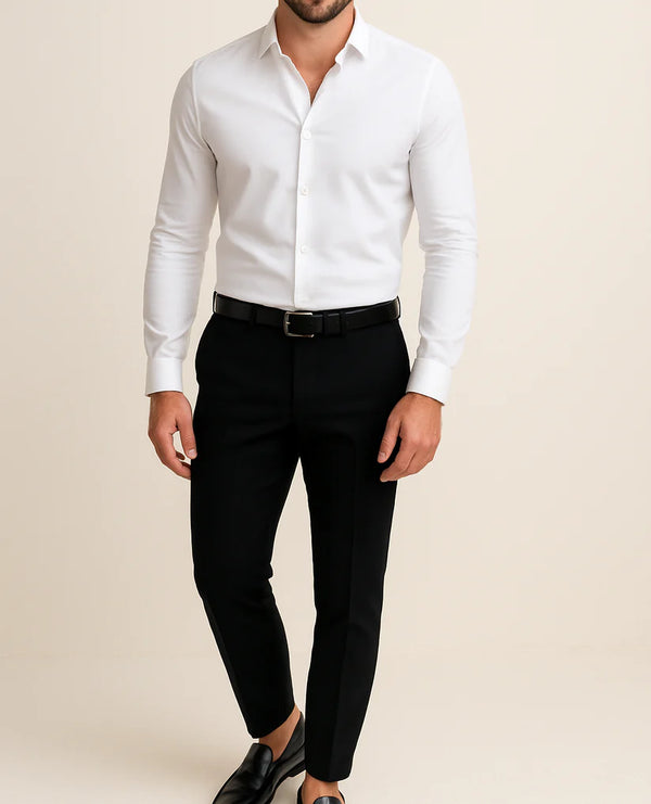Smoking noir + chemise blanche