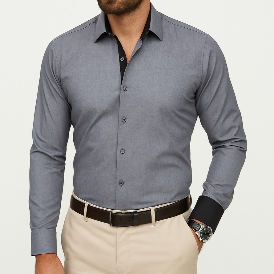 Chemise homme grise et noire Pietro