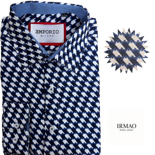 Chemise homme bleu à motifs Ilaria