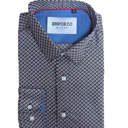 Chemise homme noir motifs Enrico