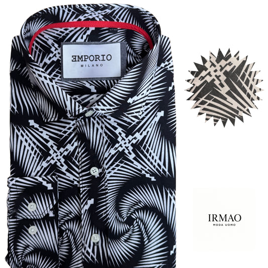 Chemise homme noir à motifs Sara