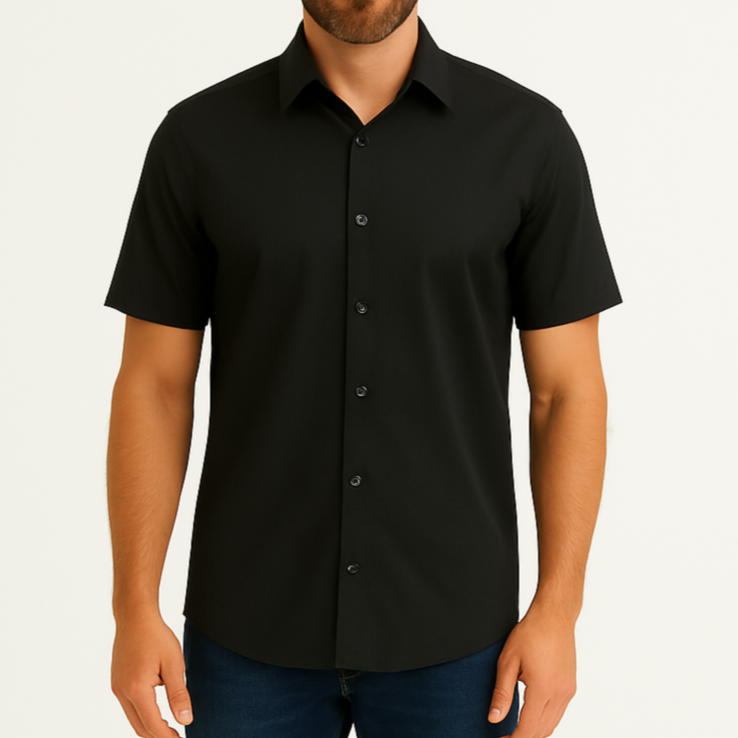 Chemise manche courte noire unie