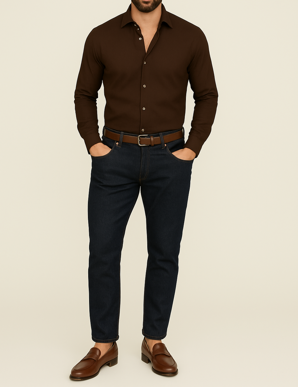 Chemise homme marron Alesio