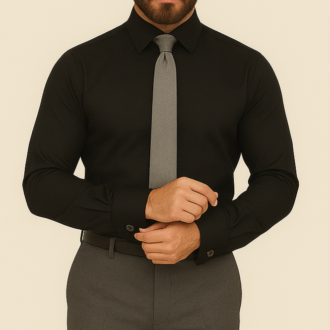 Chemise homme noire mousquetaire