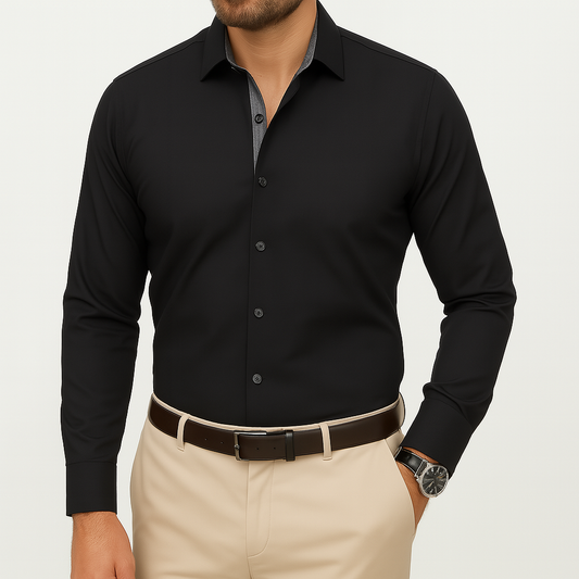 Chemise homme noire et grise Pietro