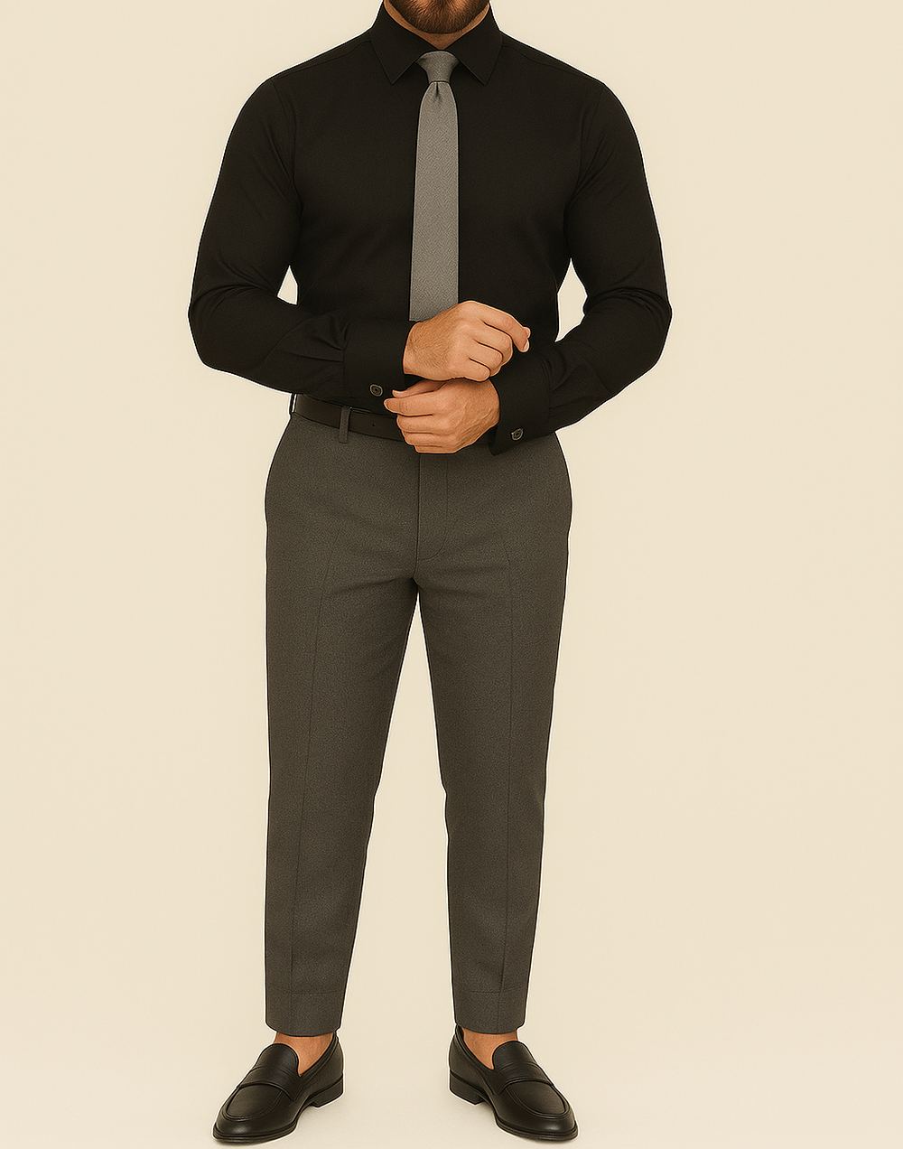 Chemise homme noire mousquetaire