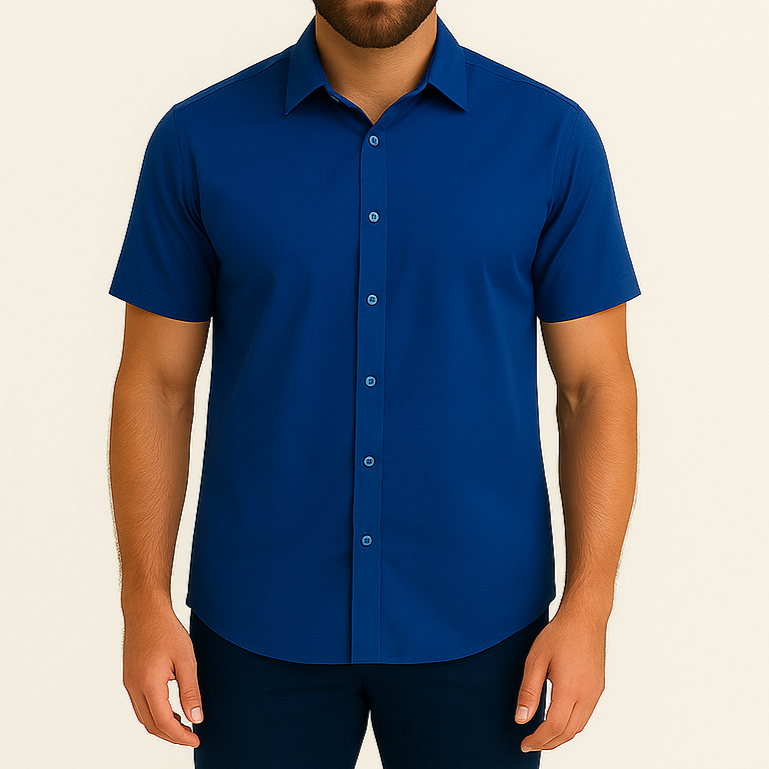 Chemise manche courte bleu roi unie