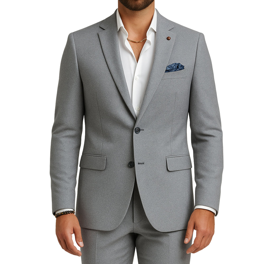 Costume homme gris effet piqué