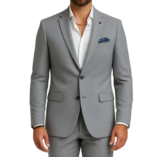 Costume homme gris effet piqué