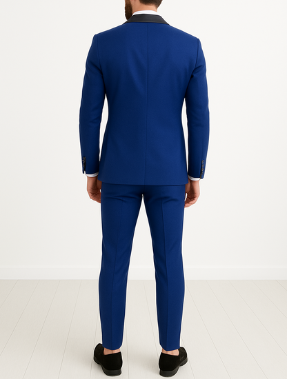 Costume homme bleu électrique col châle