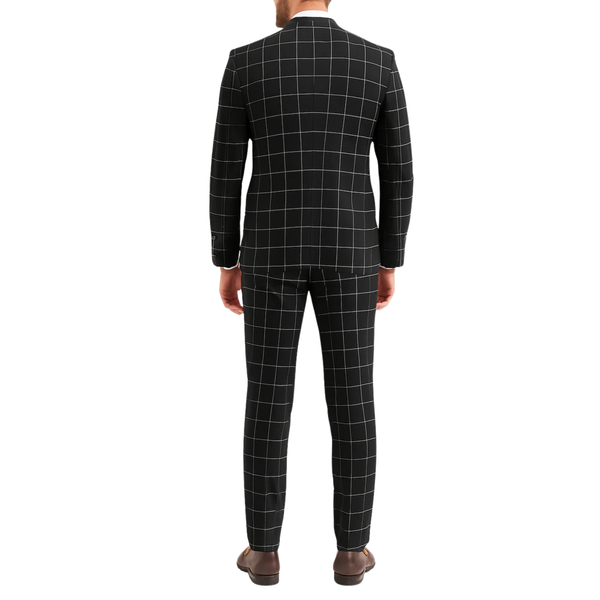 Costume homme noir 3 pièces à carreaux