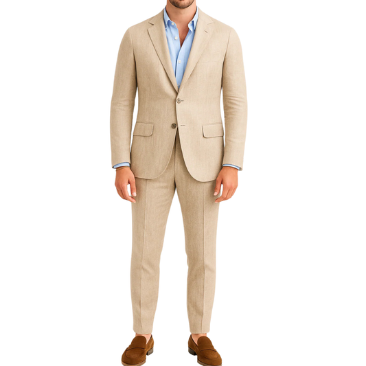 Costume homme effet lin beige LINO