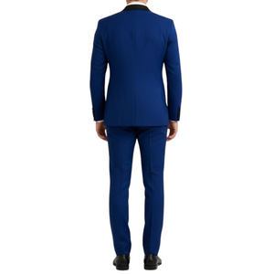 Costume homme bleu électrique col châle