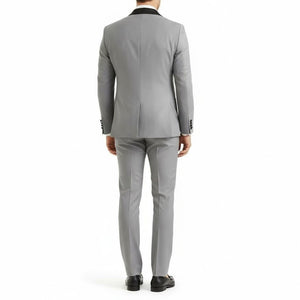 Costume homme gris col châle
