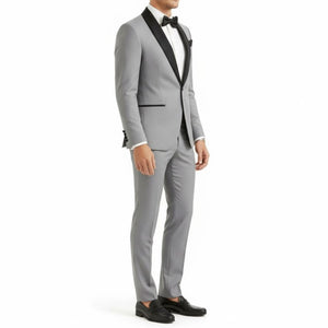 Costume homme gris col châle