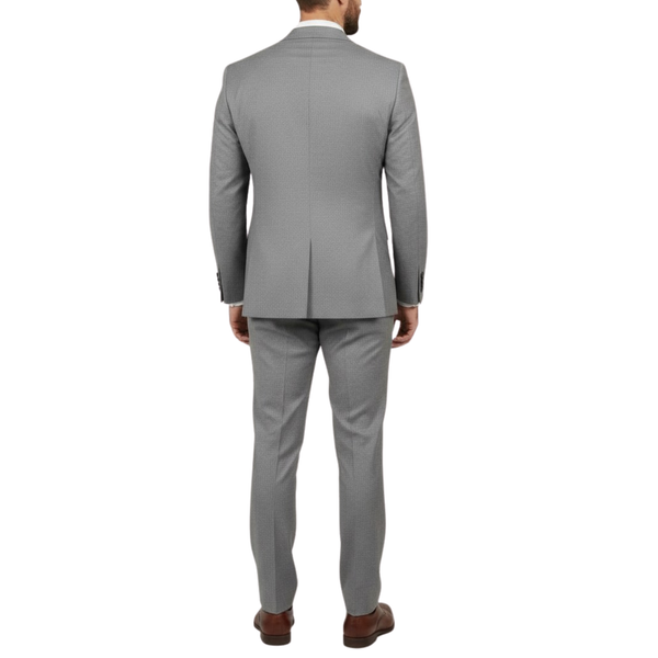 Costume homme gris effet piqué
