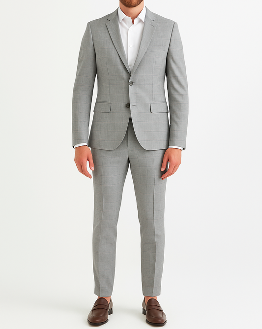 Costume homme gris motif tartan
