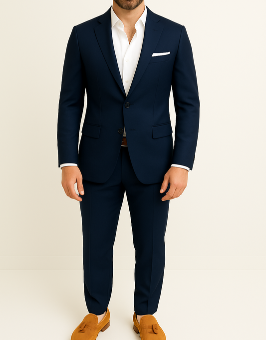 Costume homme bleu marine avec pochette
