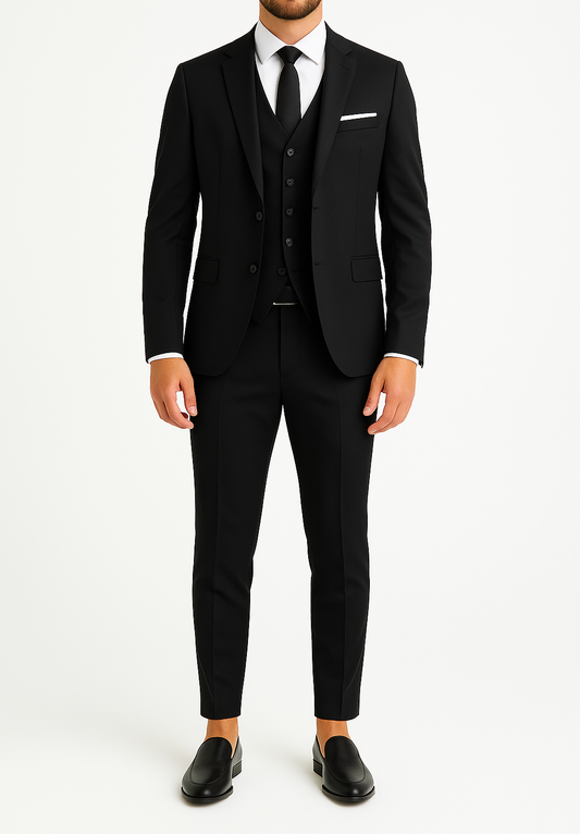 Costume homme noir 3 pièces Pedro
