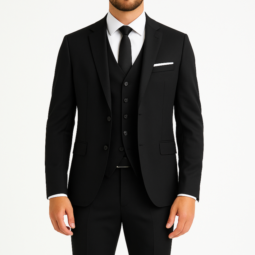 Costume homme noir 3 pièces Pedro