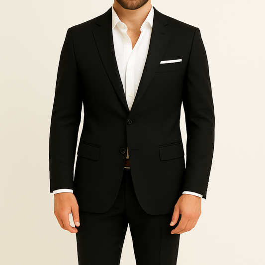 Costume homme noir avec pochette